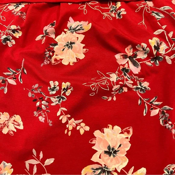 NEW $109 J.Jill Sepia Blossoms Knee-Length A-Line Dress Red Floral 2X 3/4 Sleeve - Picture 9 of 16